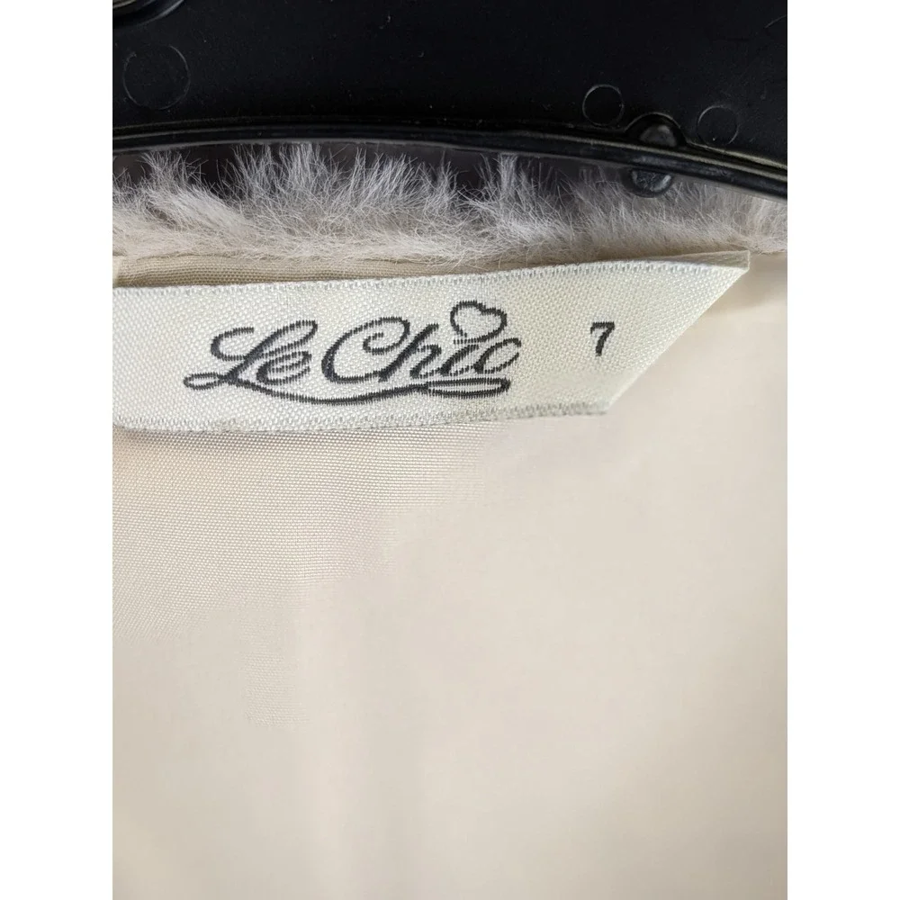 Le Chic Girls Faux Fur Vest Cream Ivory Size 7 Kids Open Front Layering C329